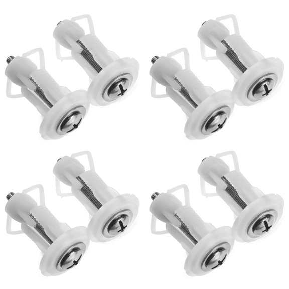 8Pcs Top Fix Toilet Cover Seat Screws Well Nut Pan Fixing WC Blind Hole Fitting Kit for Universal Toilet Seat Hinges,8 x Toilet Seat Hinges,White