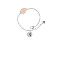 thumbnail image 2 of Delight Jewelry Silvertone Disc 1/2'' Number - 8 - - Rose Goldtone Leaf Delicate Bracelet, 6.25+1.75", 2 of 4