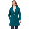 thumbnail image 1 of Abrigo De Botones Con Cuello Chal Con Muescas Para Mujer Abrigo De Invierno Largo De Un Solo Pecho Con Bolsillos Lago Azul S, 1 of 5