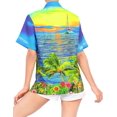 thumbnail image 2 of HAPPY BAY Hawaiian Shirts Womens Casual Summer Beach Party Blouse Shirt V Neck Blouses Button up Short Sleeve Vacation Tops Dress Shirts for Women XL Dolphin Sea, Navy Blue, 2 of 5