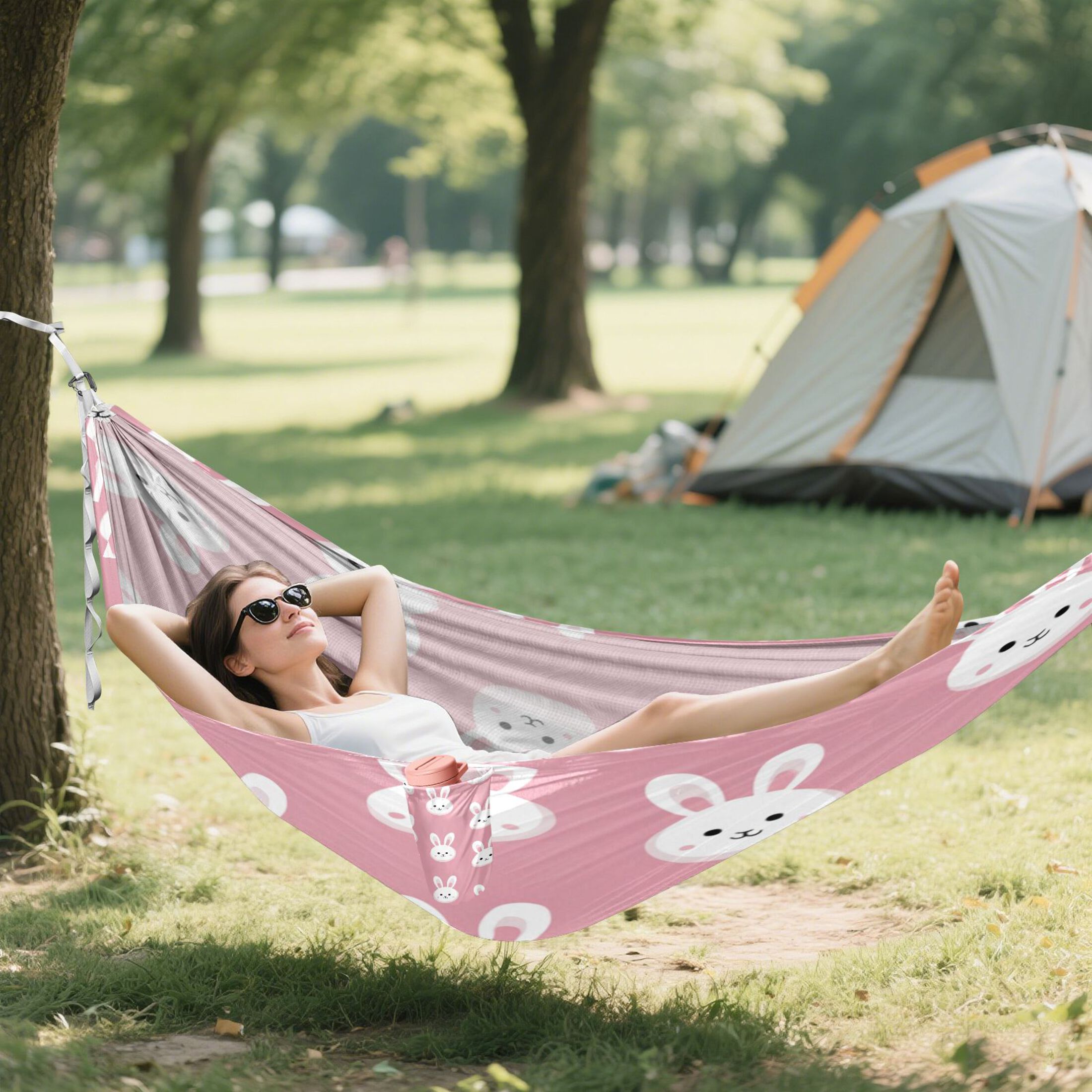 Hammock Camping Hammock Nylon Portable Hammock Travel Camping Hammock White Rabbits