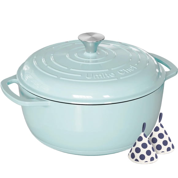 Olla holandesa Umite Chef de hierro fundido esmaltado, 6 qt, azul
