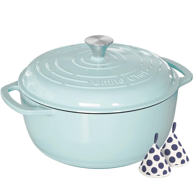 Olla holandesa Umite Chef de hierro fundido esmaltado, 6 qt, azul