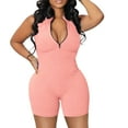 thumbnail image 2 of Clearance! Borniu Jumpsuits for Women, High Neck Zipper Jumpsuit Solid Color Jumpsuit Shorts Tight Jumpsuit Overalls Women, Rompers for Women, Onesie for Women Clearance, 2 of 7