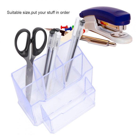 Wchiuoe Porte-Stylo Multifonctions, Porte-Stylo Multifonctions Transparent d'Alimentation de Bureau Populaire avec Boîte à Cartes en Blanc Transparent, Porte-Stylo Blanc Transparent