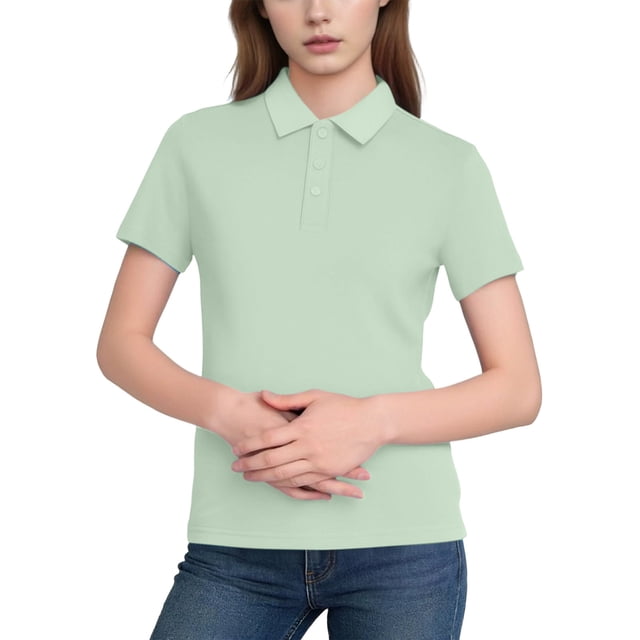 FRSASU Womens Polo Shirts Short Sleeve Button Lapel Collared Summer Tops Business Casual Basic Tees Mint Green M(M)
