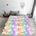 thumbnail image 6 of Butterflies On Rainbow Stripes Printed Flannel Blanket , Fleece Throw Blanket Super Soft Thicken Blanket , Fuzzy Warm Cozy Plush Microfiber Blankets for Bed Couch Sofa and All Season 80"x60", 6 of 6
