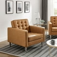 thumbnail image 2 of Modway Loft Tufted Vegan Leather Upholstered Living Room Armchairs in Silver Tan - Set of 2, 2 of 10