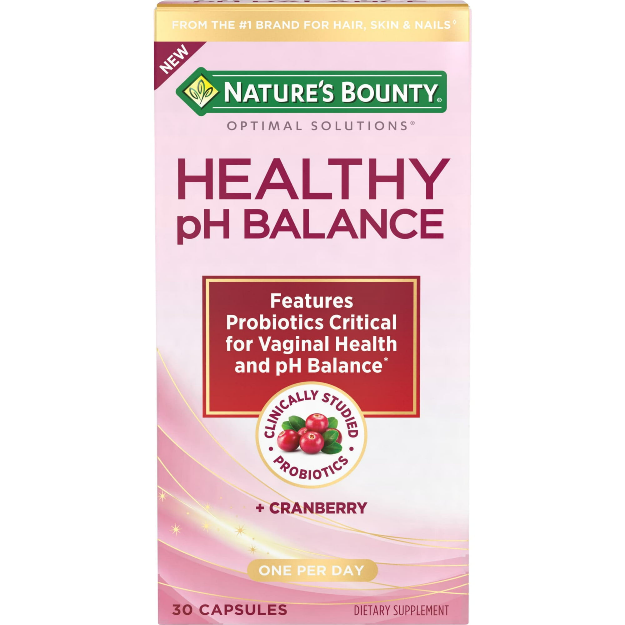 Nature's Bounty Optimal Solutions Healthy pH Balance Womens Vitamins Probiotics Pills for Vaginal Health, 30 Capsules