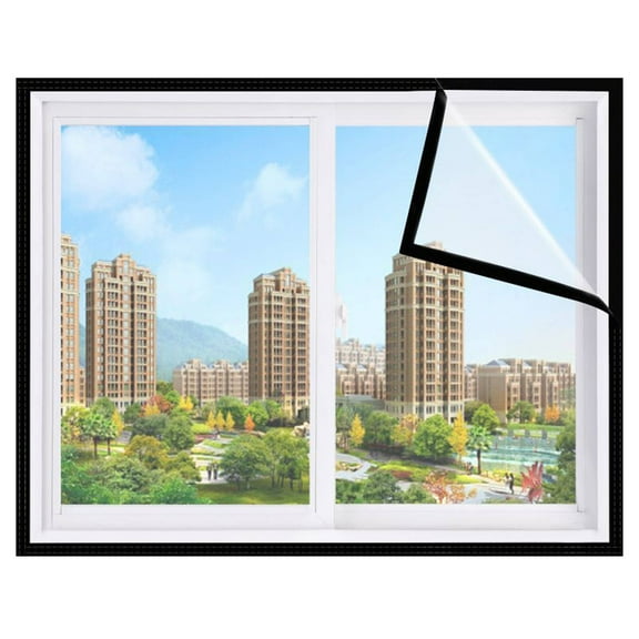 RAGUPEL Window Tint for Home Self-Adhesive Design Frosted Glass Window Film Coldproof and Windproof Blackout Window Film Black