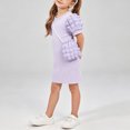 thumbnail image 2 of THDHVS Girls Summer Dress,Girls Textured Ribbed Knit Dress Puff Short Sleeve Round Neck Matching Crossbody Bag Summer Princess,Dresses for Girls 4-5 Years, 2 of 7