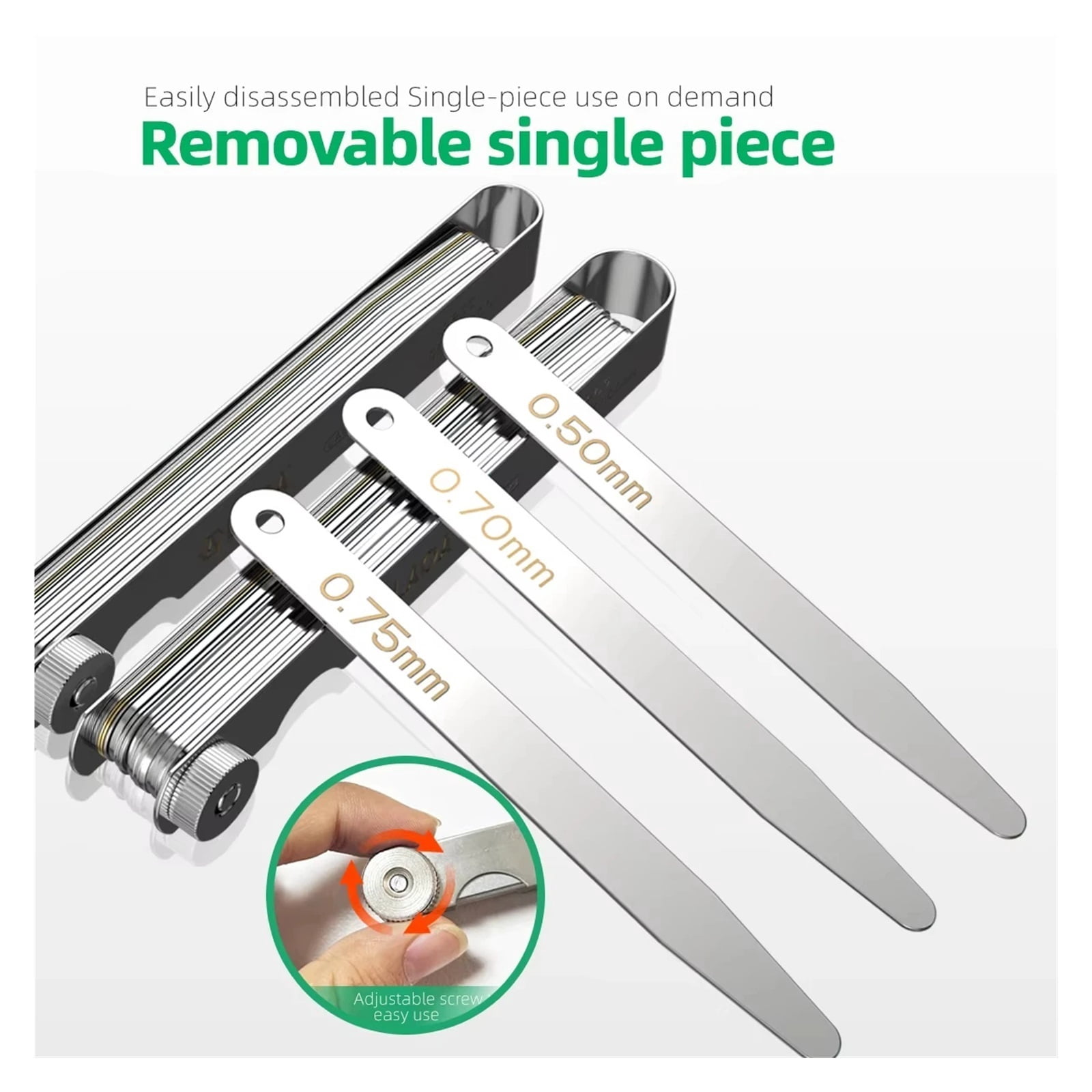 Feeler Gauge Metric 0.02-1mm Thickness Gauge Set For Measure Sheet Gauge Blades Valves Foliage of Valves Gap ,Corrosion-Resistant