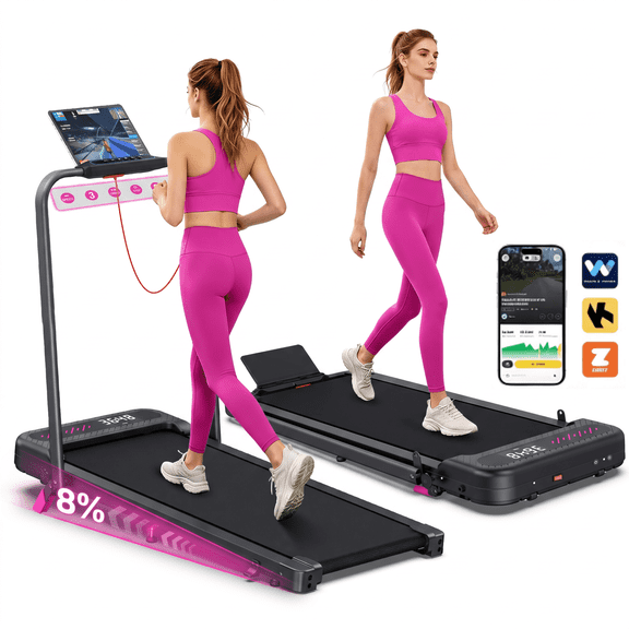 YZRUN 2 in 1 Walking Pad Treadmill with Handle Bar, Under Desk Walking Pad for Home/Apartment, Space-Saving