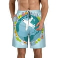 thumbnail image 2 of Uemuo Dreaming Travel Pattern Men's Swim Trunks Hawaiian Beach Bathing Suit Swimsuits Beach Quick-Dry Shorts with Pockets-Large, 2 of 9