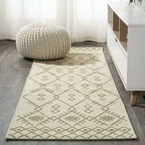 JONATHAN Y SANTA MONICA 2 x 10 Runner Rug, Boho Moroccan - Beige/Green, SMB123A-210