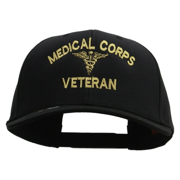Medical Corps Veteran Embroidered Solid Cotton Twill Pro Style Cap - Black OSFM