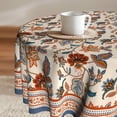 thumbnail image 1 of Floral Round Tablecloth Durable Washable Table Cover Bohemian Blue Red Floral Branches Decorative Farmhouse Table Cloth 60 Inch for Kitchen Dining Party Camping, 1 of 1