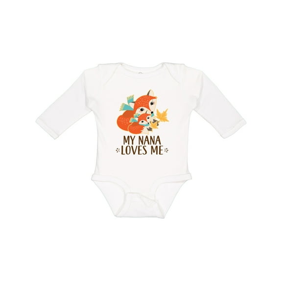 Inktastic My Nana Loves Me Grandchild Cute Fox Boys or Girls Long Sleeve Baby Bodysuit