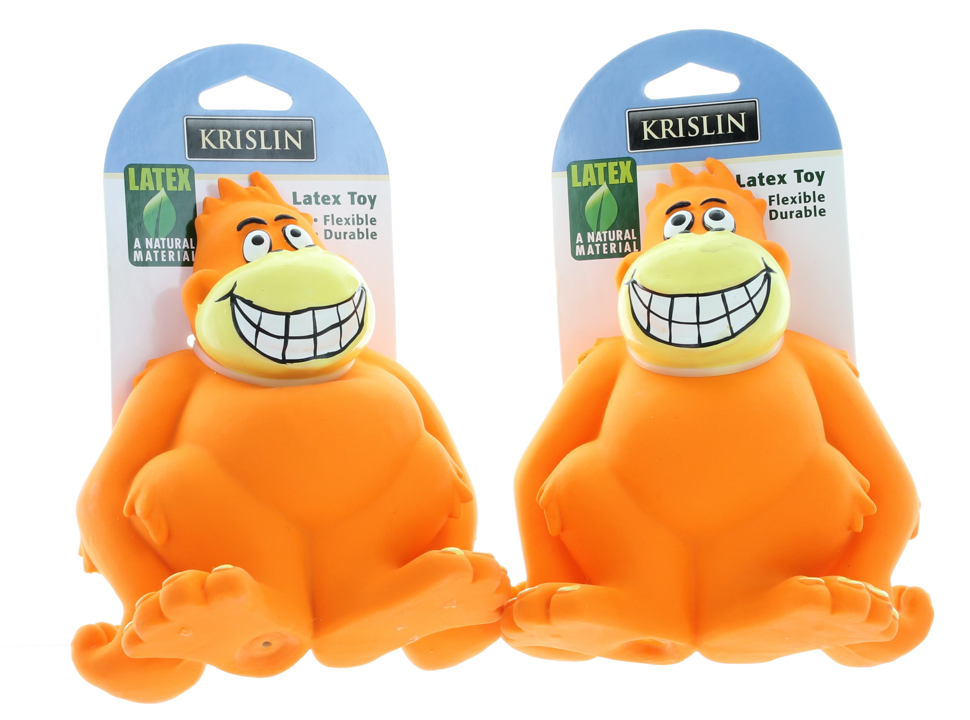 Lot of 2 Kline Orange Gorilla 6 1/2" Latex Squeaker Dog Toy