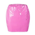 thumbnail image 4 of pstuiky Skirt for Women , Women Leather Skirt Solid Color Miniskirt Wrap Hip Skirt Skirt Leisure Summer Pink XL, 4 of 5