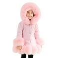 thumbnail image 2 of Winter Faux Leather Long Sleeve Thermal Puffer Jacket for Girls Pink Kids Little Girl's Thicken Coat Warm Faur With Fleece Hood Outerwear, 2 of 5