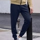 thumbnail image 3 of Pantalones largos de moda para hombre, de color liso, cómodos, informales, con cordón para fitness., 3 of 4