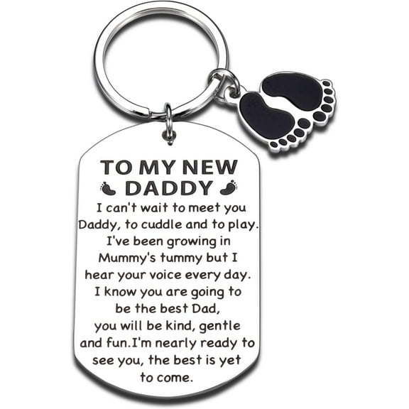 Daddy To Be Keychain - New Dad Gift for Men, First Baby Gift for Husband, Boyfriend from Mom, Wife, Baby - Christmas, Pregnancy Announcement, Father's Day Keepsake from Son, Daughter