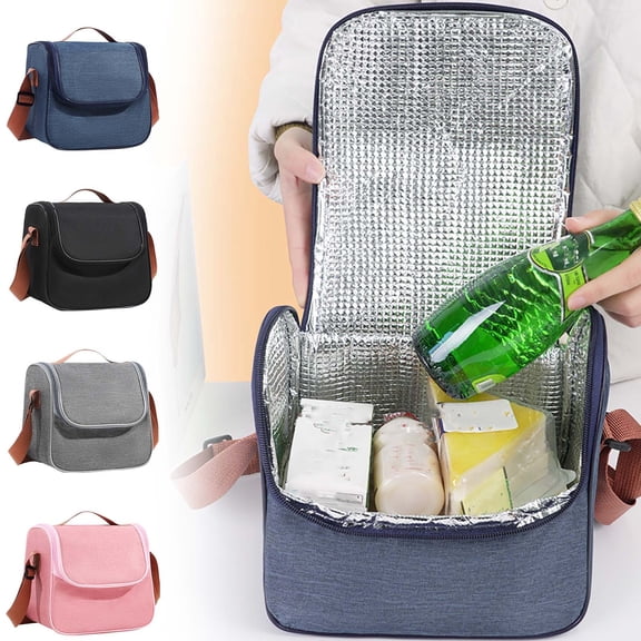 hulanddfd Lunch Box for Men Women Thermal Insulated Box Bag Small Bags with Straps Food Containers Lunchbox for Picnic Camping Travel(Navy)