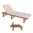 thumbnail image 2 of JONATHAN Y Mallorca Acacia Wood Outdoor Chaise Lounge Chair, Contemporary 5-Position Recliner with Wheels and Cushion for Patio, Poolside, 23.62" x 77.17", Teak Brown/Beige LNG1102A, 2 of 11