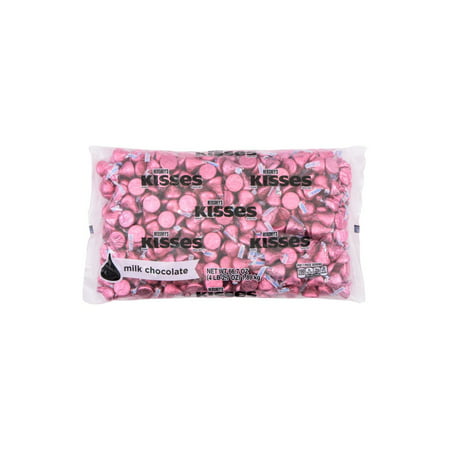 HERSHEY'S, KISSES Pink Foils Milk Chocolate Candy, Bulk, 66.7 oz, Bulk Bag