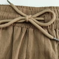 thumbnail image 4 of Chiccall Mens Cotton Linen Shorts with 4 Pockets Elastic Waist Drawstring Casual Solid Summer Beach Shorts Khaki, 4 of 5