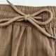 thumbnail image 4 of Pantalones de Cintura Elástica de Algodón de Color Sólido Pantalones de Playa de Pierna Recta con Bolsillos de Cordón, 4 of 7