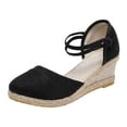 thumbnail image 1 of asddcavvf Sandales d'Été pour Femmes Tressées Compensées Respirantes Antidérapantes à Bande Élastique Bout Rond Confortables, 1 of 6