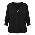 thumbnail image 4 of Womens Tops T-Shirts Button Down Elegant Collar Three Quarter Sleeve Blouse Boho Shirts, 4 of 4