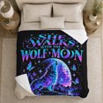 thumbnail image 5 of Wolf Moon Howling At Stars Celestial Scene Mystical, Peaceful Mountain Lake Scene, Warm Flannel Blanket for Cabin and Lodge, Outdoor Lovers Friendship Gift, Fantasy Home Decor, 5 of 9