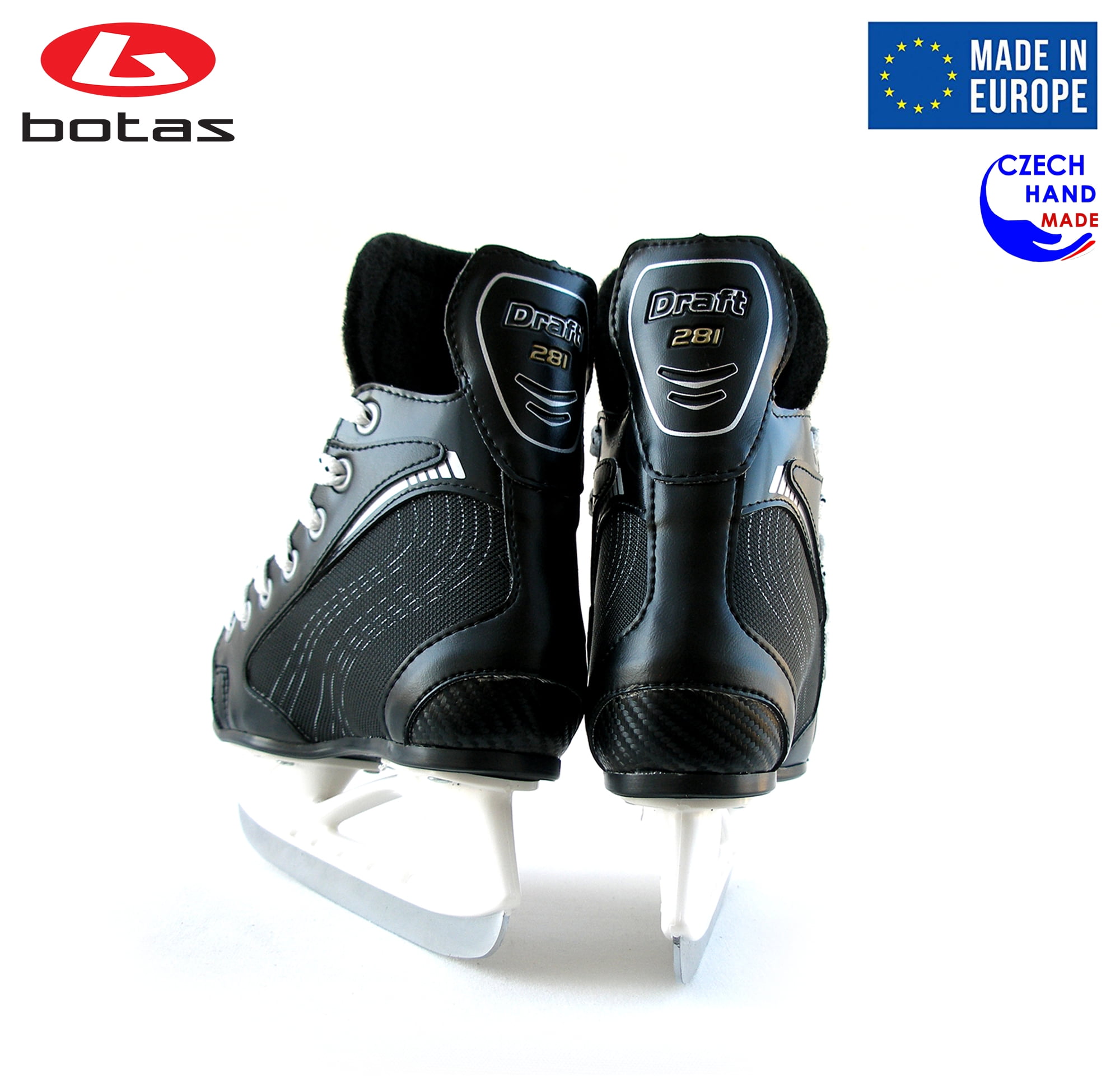 BOTAS - DRAFT 281 - Kids Ice Hockey Skates Made in Europe (Czech Republic) Color Black, Size Child 10