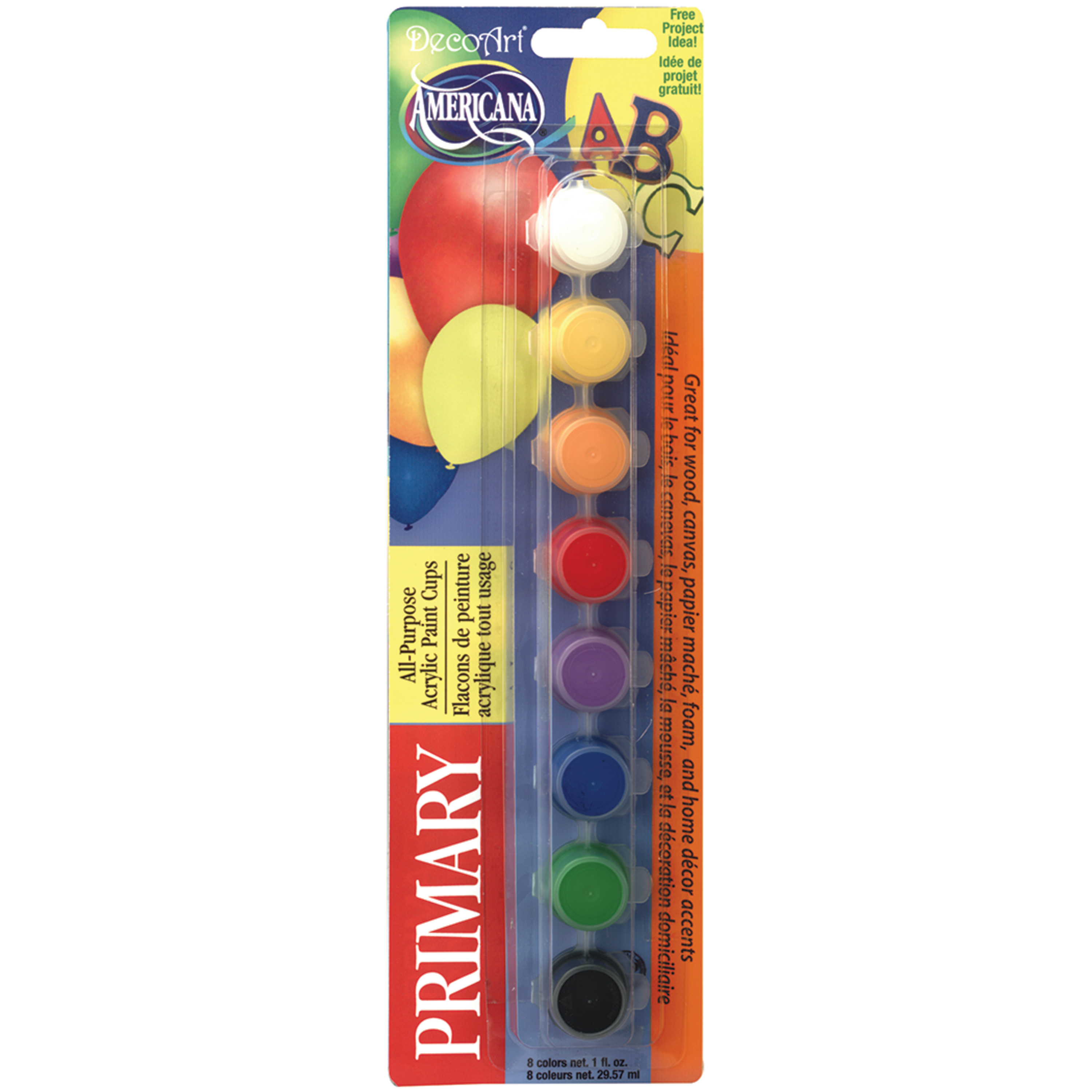 DecoArt Paint Pot Set, Americana Acrylic Paint, 8Color Set, Primary