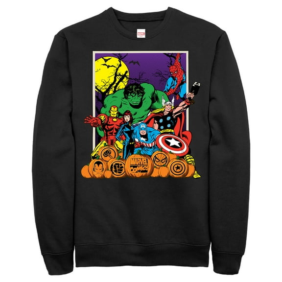 Men's Marvel Halloween Avengers Scene  Sweatshirt Black Small