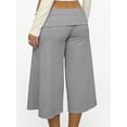 thumbnail image 3 of Fold Over Gaucho Pants for Women Foldover Solid Flowy Capri Pants Y2k Wide Leg Yoga Culottes, 3 of 6