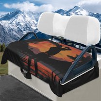 Yuyamidu Golf Sports Golf Cart Seat Covers 2 Passenger, Sunset Replacement Seat Cover Winter Flannel Golf Cart Rear Seat Covers for Club Car