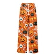 thumbnail image 4 of WTOBBY Women's Halloween Themed Elastic Waist Drawstring Pocket Pants, Loose Casual Printed Wide Leg Trousers for Seasonal Holiday Wear,Saffron 2XL, 4 of 6