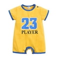 thumbnail image 2 of Toddler Kids Girls Boys Letter Rompers Short Sleeve Baby Basketball Themed Sports Clothes Football Shirts Jumpsuit Cute Outfits 6-12 Months, 2 of 9
