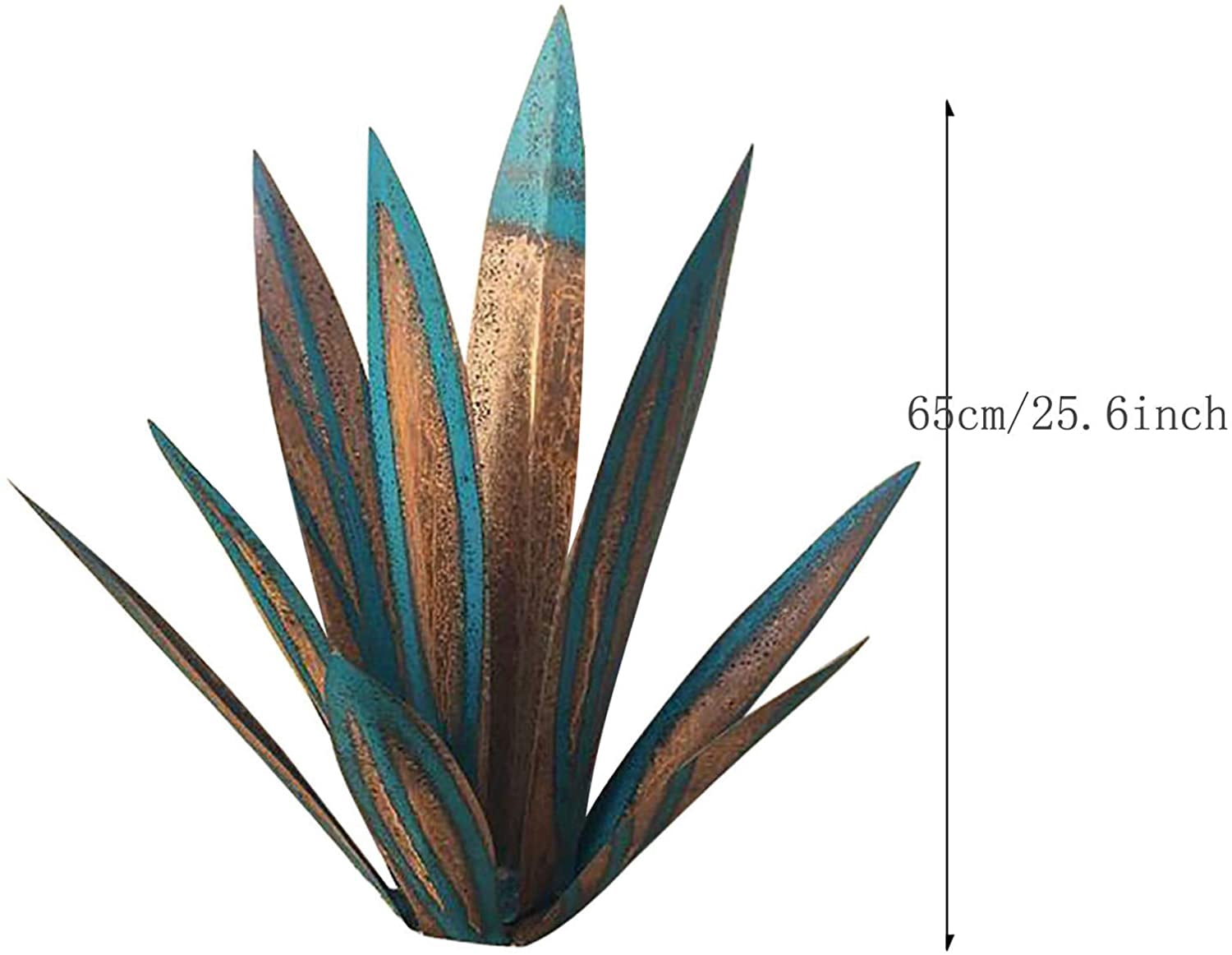 Rungungde 25“ Tequila Rustic Art Sculpture, DIY Metal Agave Plant Outdoor Garden Statue Decorations, Metal Tequila Hand Painted Statue Ornaments with 9 Leaves for Garden Yard Patio Decor