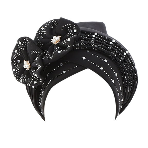 Hats Christmas Fashion Women Beading Braid Muslim Ruffle Cancer Wrap Cap Sleep Caps Satin Lined Hair Bonnets Winter Hats For Women