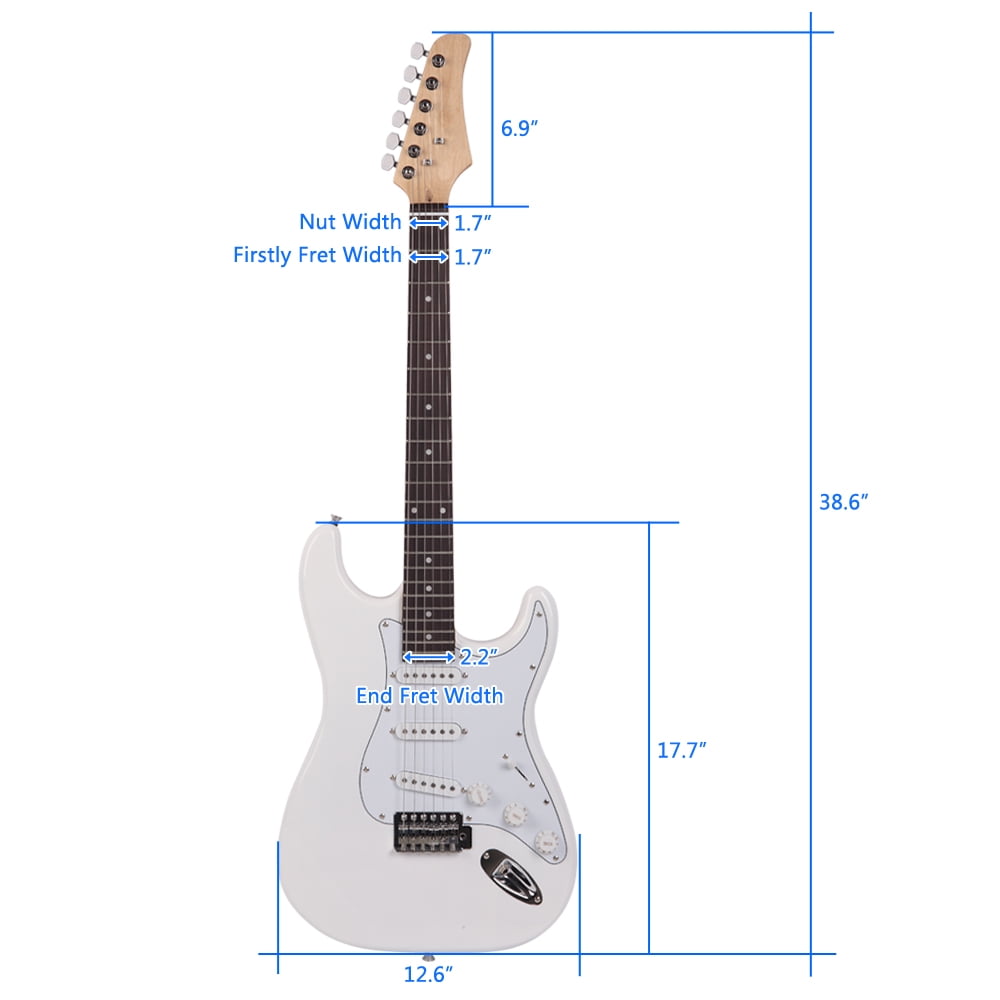 Rosewood Fingerboard Electric Guitar Cutaway Body Adjustable Tremolo Bridge White