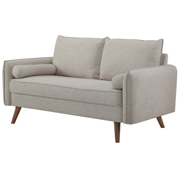 Modern Contemporary Urban Design Living Room Lounge Club Lobby Loveseat Sofa, Fabric, Beige