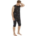 thumbnail image 4 of Defitshape Men's Soft Summer Onesie Sleeveless Tank Shorts Pajama Loungewear Comfy Lightweight Sleeping Knee Length Pjs Star XX-Large, 4 of 4