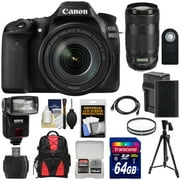 Canon EOS 80D Wi-Fi Digital SLR Camera & 18-135mm IS USM with 70-300mm Lens + 64GB Card + Battery + Charger + Backpack + Filters + Tripod + Flash Kit