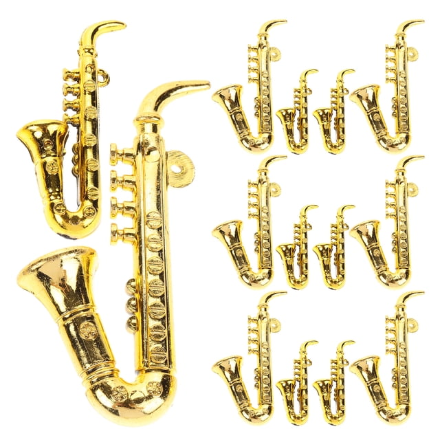 Miangastore 20Pcs Miniature Saxophone Ornaments Mini Plastic Musical Instrument Model Christmas DIY Instrument Ornament Party Favors