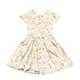 thumbnail image 3 of yuCgh Girls Easter Party Dress, Short Sleeve Summer Dress with Pocket & Floral Print, Lightweight Casual Easter Dress for Children,Earthy Yellow 130, 3 of 5